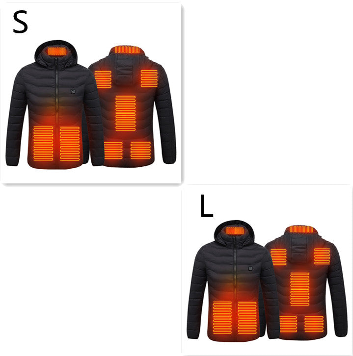 Värmejacka med åtta zoner i 2-pack, avtagbar huva och dragkedja