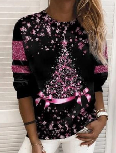 Jultröja dam med 3D-tryck – mjuk sweatshirt