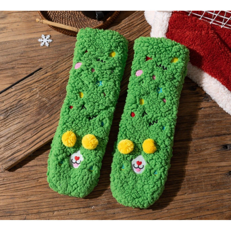 Fluffiga sockor med broderat ansikte i gult