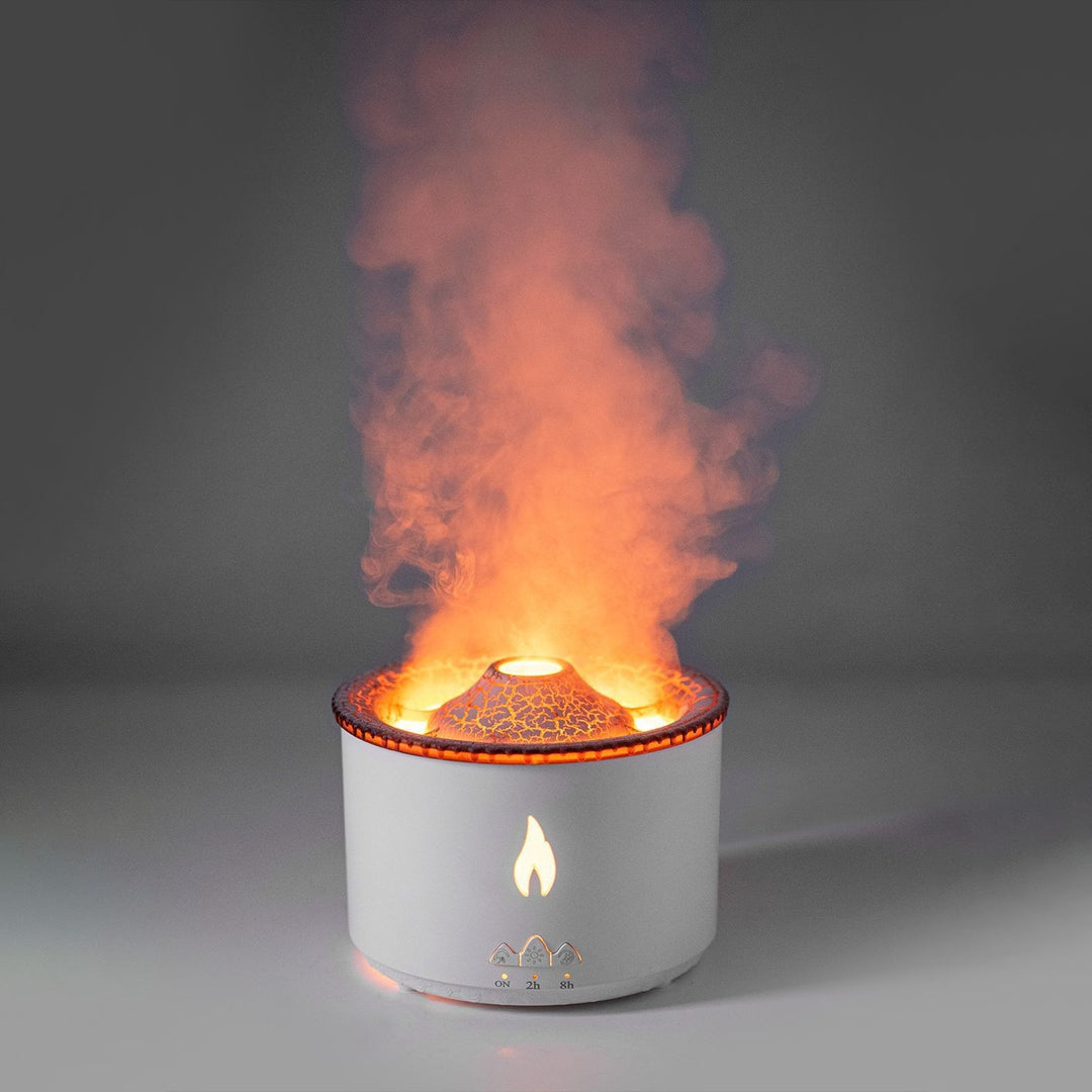 Vulkan luftfuktare med flammeffekt och rökringar