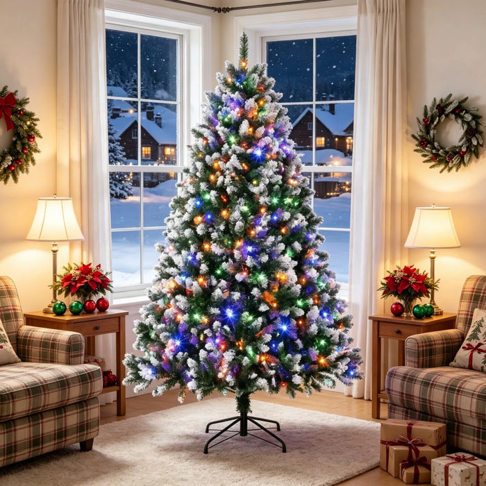 Värmekällan Snötoppad julgran 229 cm med 400 LED och fjärr