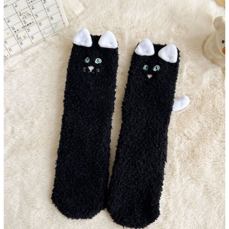 Fleecesockor med kattöron i tigermönster