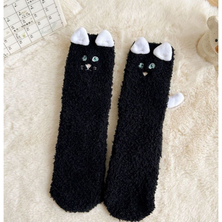 Fleecesockor med kattöron i tigermönster
