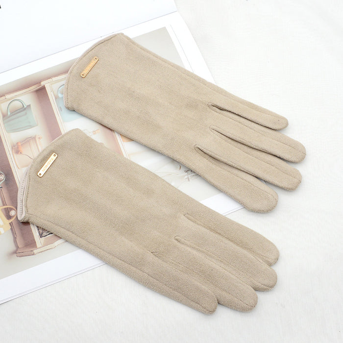 Värmekällan Mockalook-handskar dam med touchfingrar och guldspänne