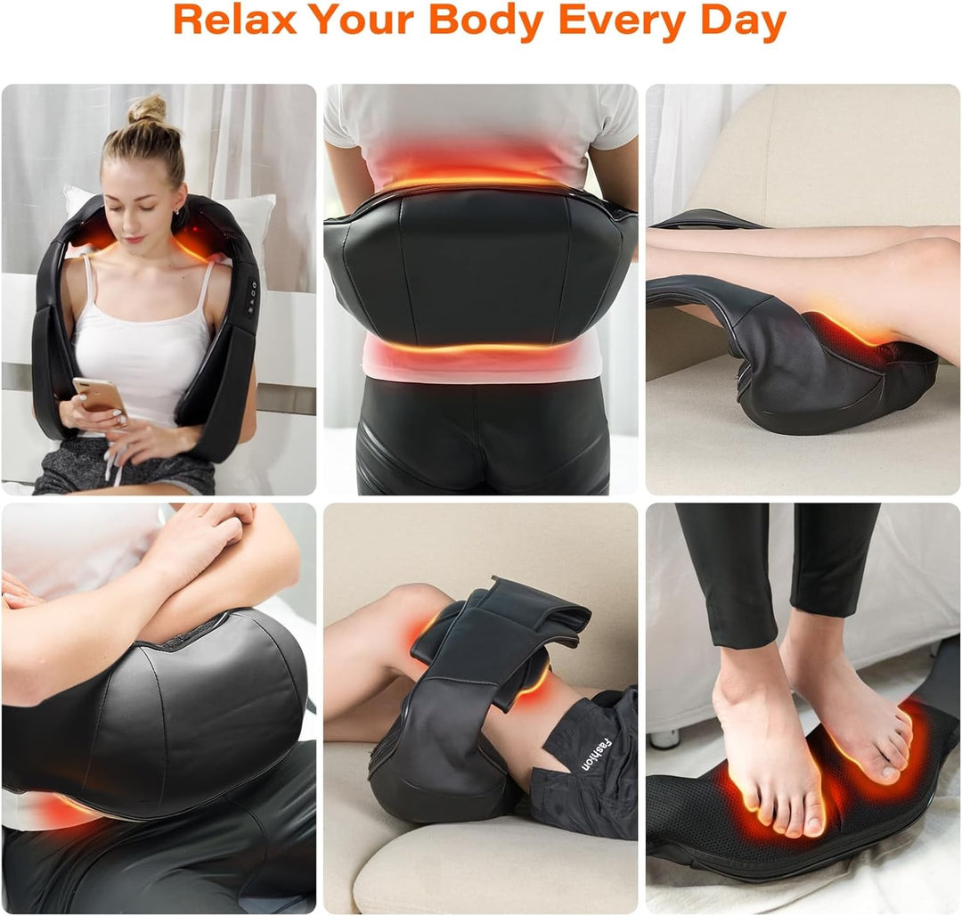 Elektrisk shiatsu-massage för nacke, rygg och axlar med värme