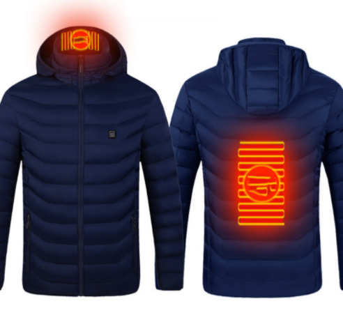 Uppvärmd jacka med USB, avtagbar luva och flera värmezoner, S till 4XL