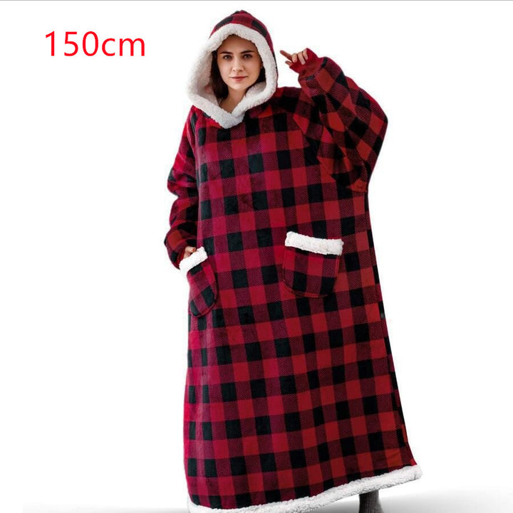 Filt med ärmar och huva – mjuk oversize hoodie med fickor