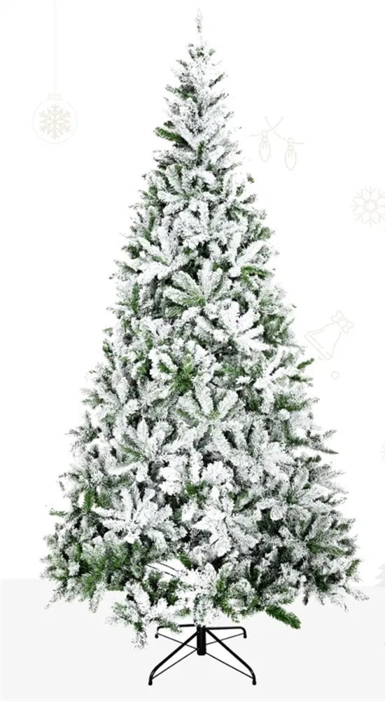 Snöflockad konstgran utan belysning