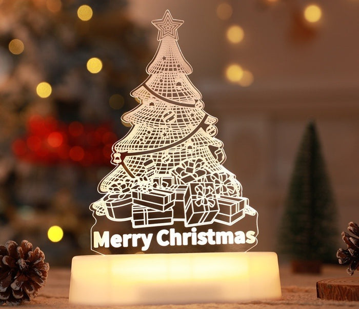 Värmekällan 3D-lampa i akryl med julmotiv och varmvitt ljus