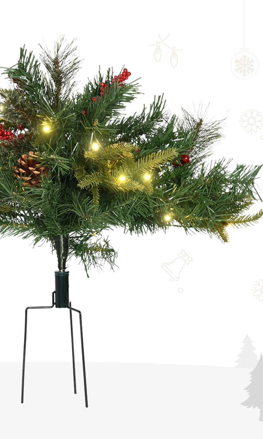 Liten batteridriven julgran med kottar