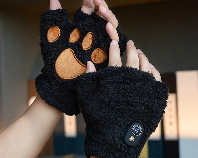 Vita fingerlösa kattasshandskar