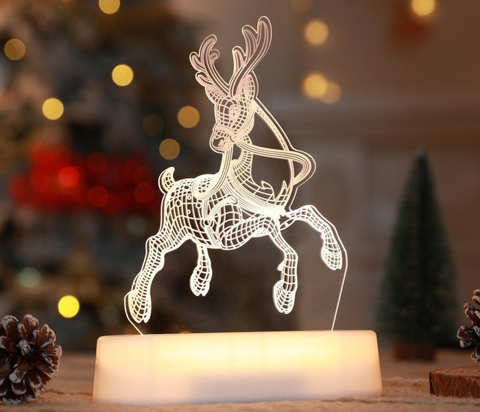 Värmekällan 3D-lampa i akryl med julmotiv och varmvitt ljus