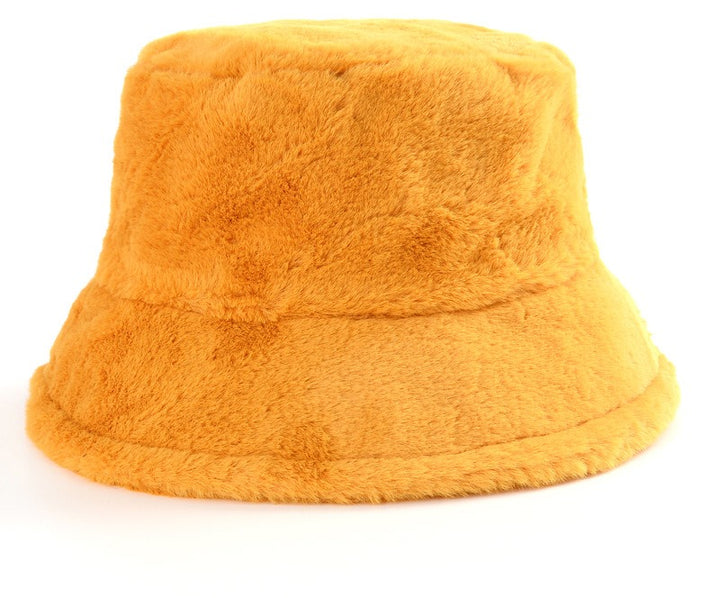 Fluffig buckethatt i fuskpäls med leopardmönster