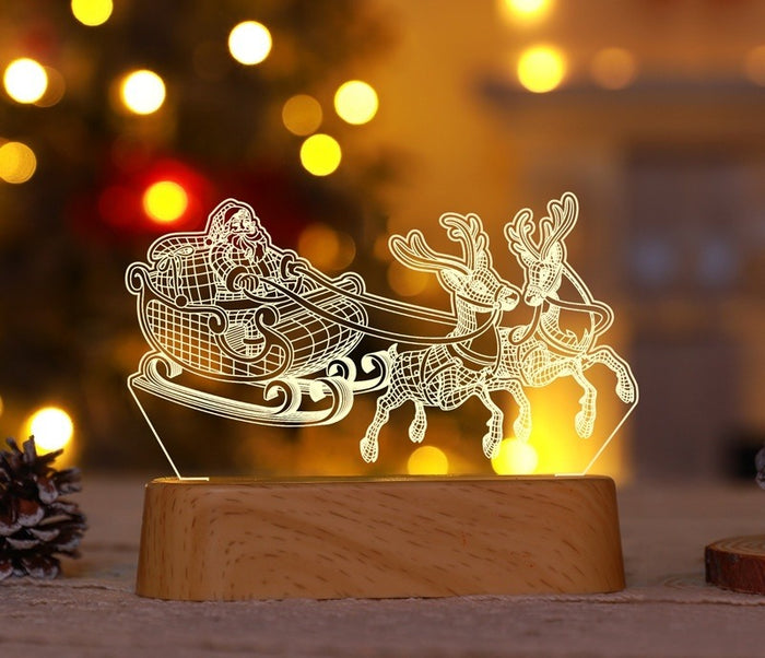 Värmekällan 3D-lampa i akryl med julmotiv och varmvitt ljus