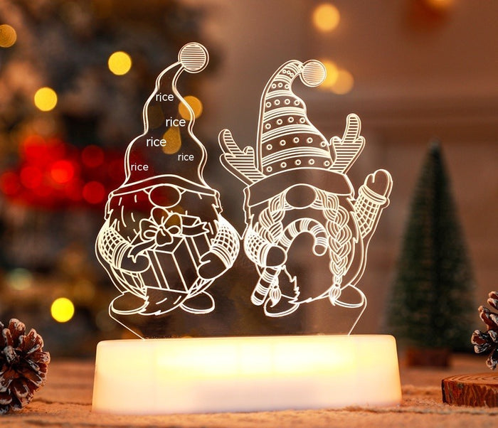 Värmekällan 3D-lampa i akryl med julmotiv och varmvitt ljus