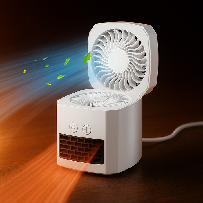Värmekällan™ Fyrkantig minivärmare 400W för skrivbordet, tyst och lätt