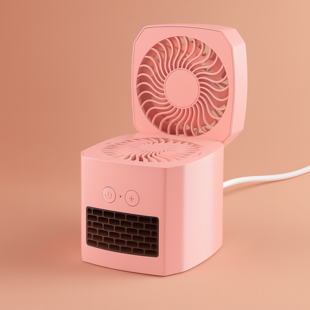 Värmekällan™ Fyrkantig minivärmare 400W för skrivbordet, tyst och lätt