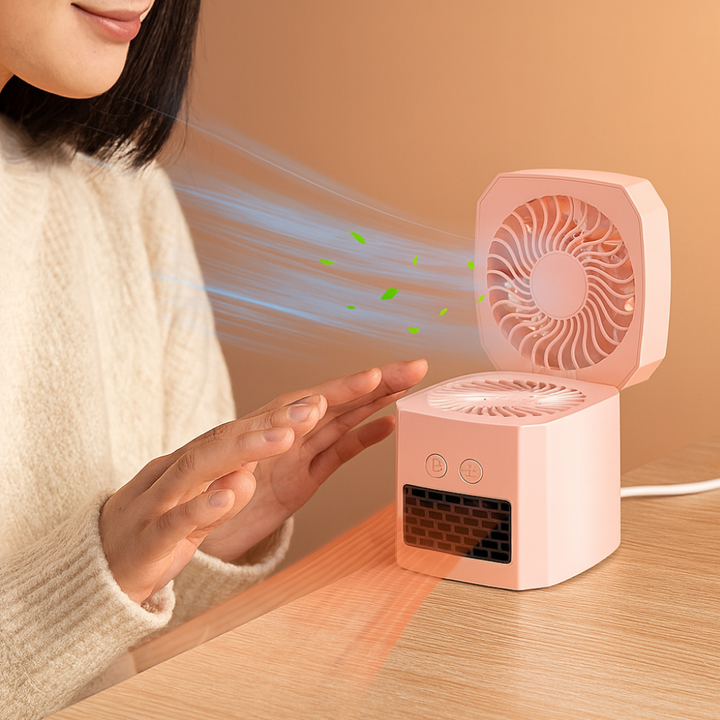 Värmekällan™ Fyrkantig minivärmare 400W för skrivbordet, tyst och lätt