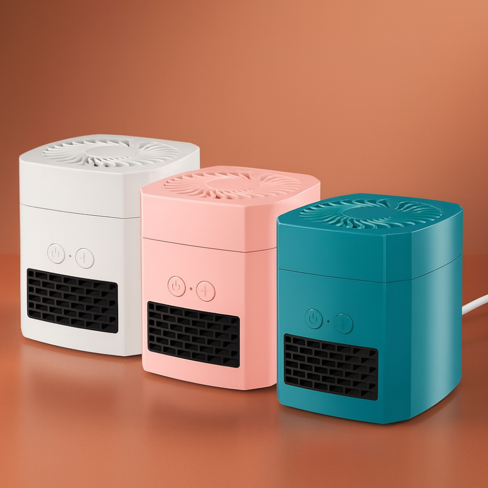 Värmekällan™ Fyrkantig minivärmare 400W för skrivbordet, tyst och lätt