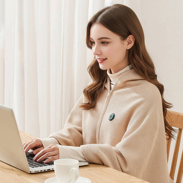 Värmekällan™ USB-uppvärmd sjal i mjuk bomullsblandning