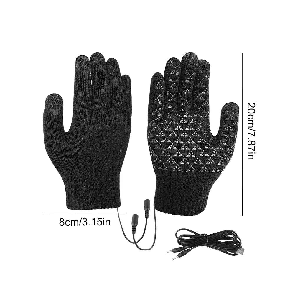 Värmekällan™ USB-uppvärmda stickade handskar med halkfritt grepp