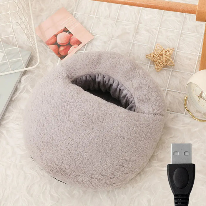 Värmekällan™ USB-fotvärmare i fluffig fleece med snabb värme