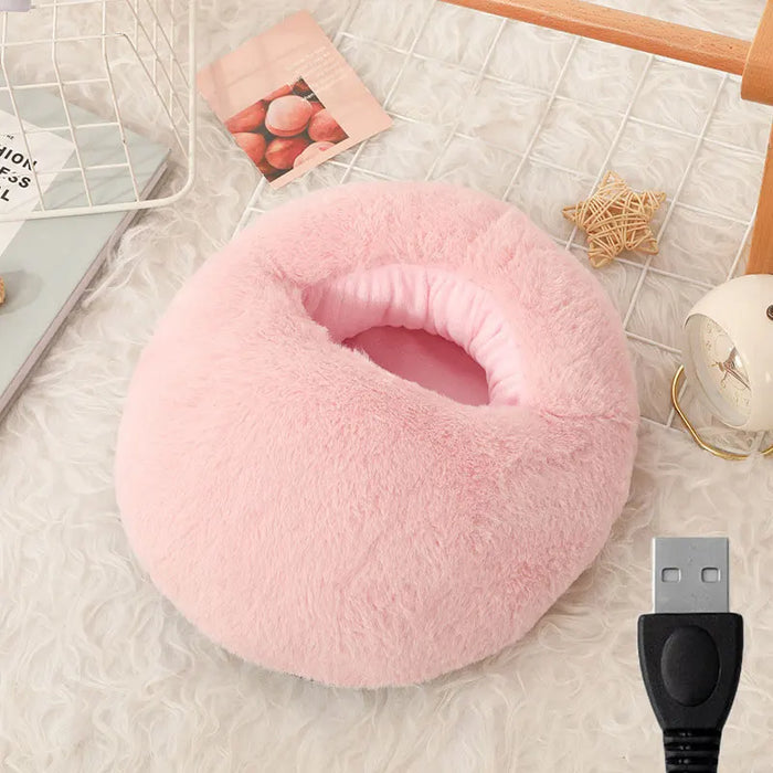 Värmekällan™ USB-fotvärmare i fluffig fleece med snabb värme