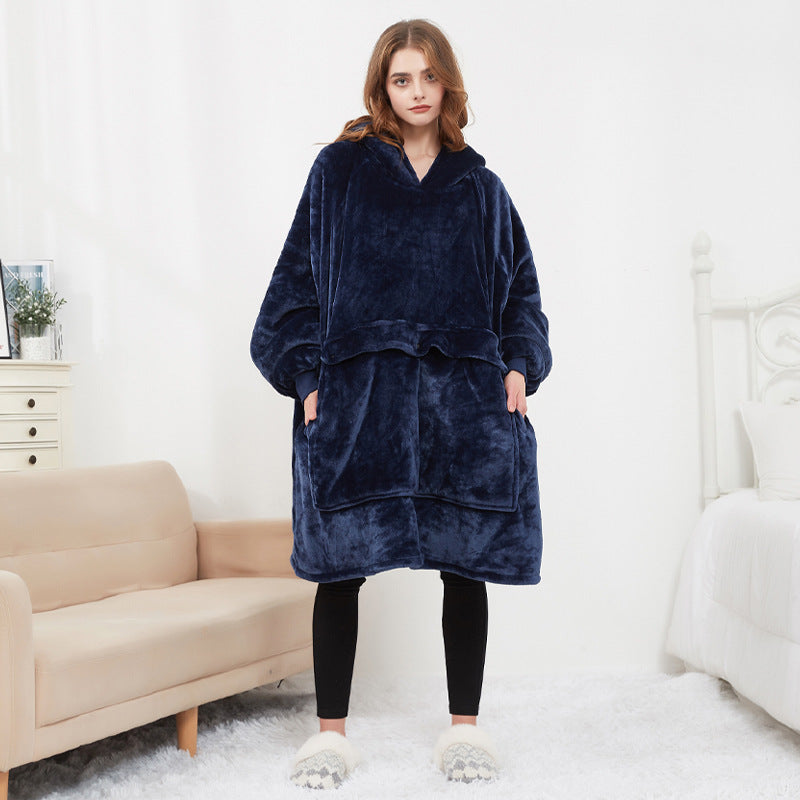 Eluppvärmd hoodiefilt i sherpa – USB-värme i ryggen