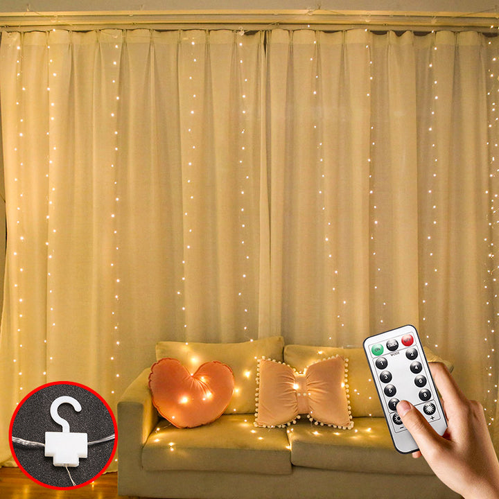 Ljusgardin med USB och fjärrkontroll – 300 LED och 8 ljuslägen