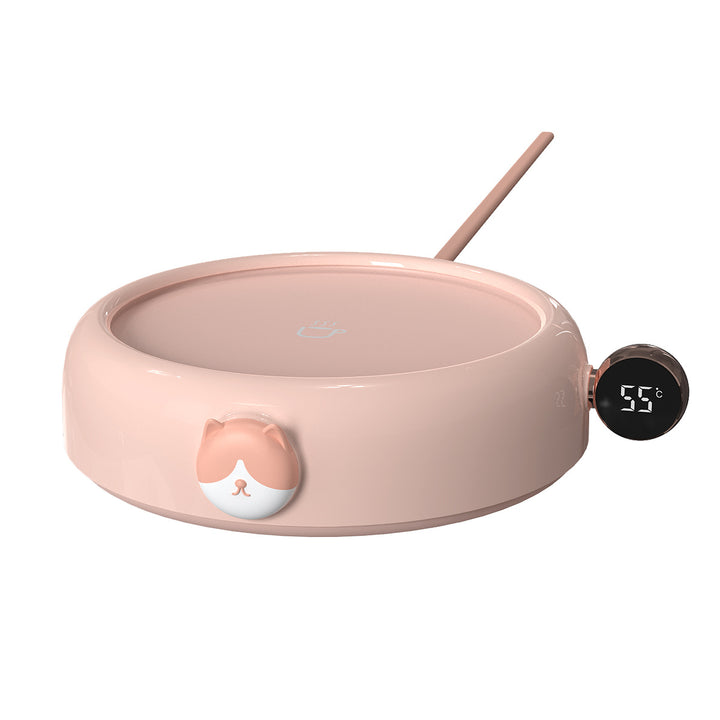 Rosa koppvärmare med björnmotiv och kopp