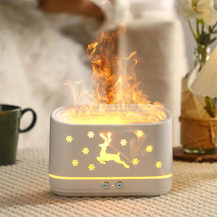 Flamdiffuser med älg – luftfuktare med realistisk flamma