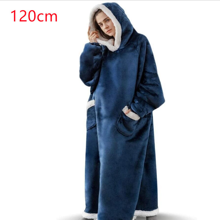 Filt med ärmar och huva – mjuk oversize hoodie med fickor