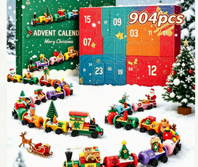 Adventskalender med 24 askar byggklossar julscen