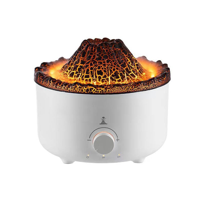 Tyst vulkan diffuser med orange och blått ljus samt fjärrkontroll