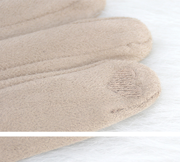 Beige mockalook-handskar med guldfärgad detalj