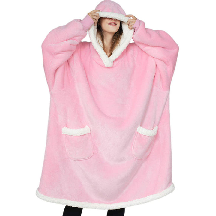 Filt med ärmar och huva – mjuk oversize hoodie med fickor