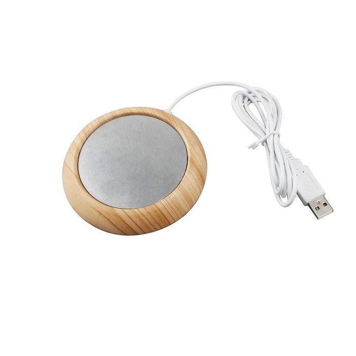 Värmekällan USB-koppvärmare med träkant, tunn och diskret