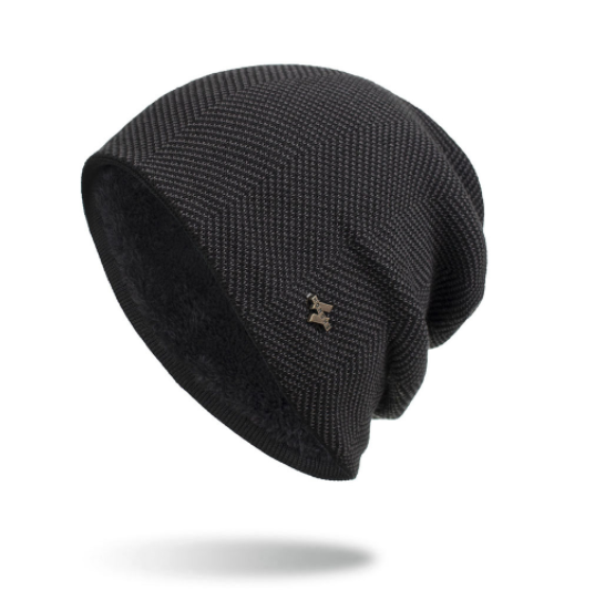 Värmekällan Stickad slouchmössa med tjockt plyschfoder