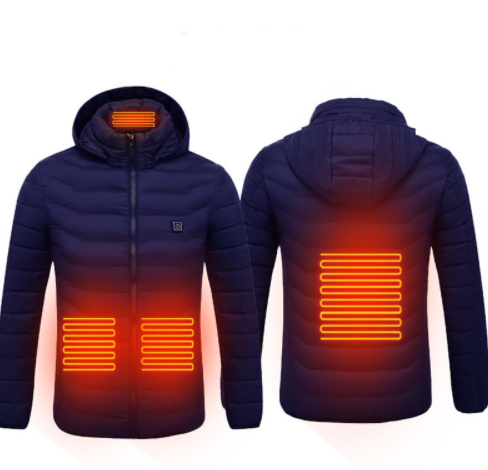 Uppvärmd jacka med USB, avtagbar luva och flera värmezoner, S till 4XL