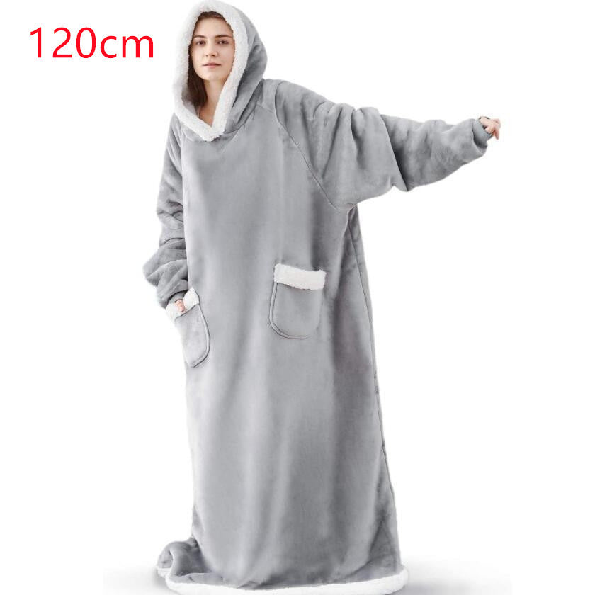 Filt med ärmar och huva – mjuk oversize hoodie med fickor