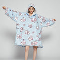 Filt med ärmar i mjuk flanell – oversize hoodie med tryck