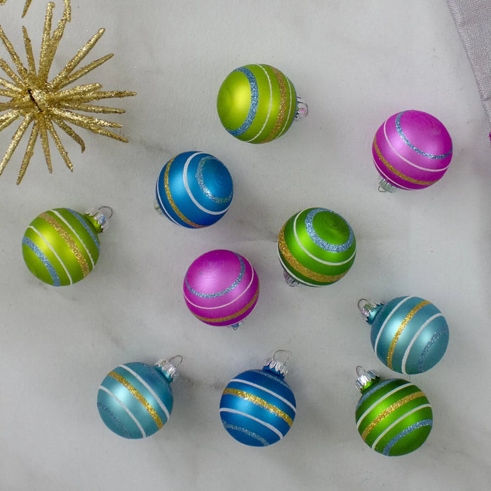 Värmekällan Julgranskulor i glas – 10 st med glitterränder