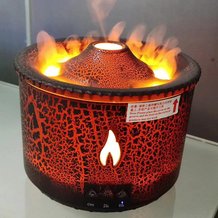 Vulkan luftfuktare med flammeffekt och rökringar