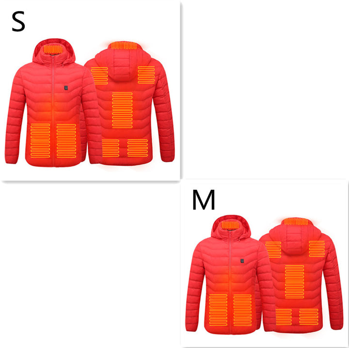 Värmejacka med åtta zoner i 2-pack, avtagbar huva och dragkedja