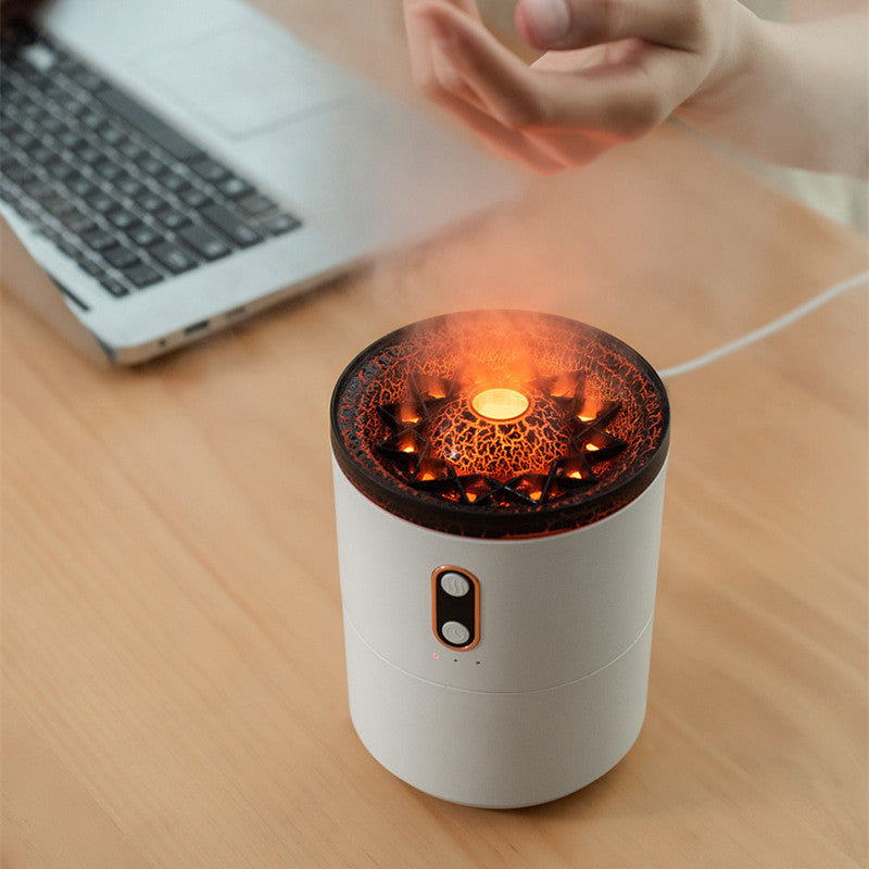 Vulkan luftfuktare med flammeffekt och rökringar