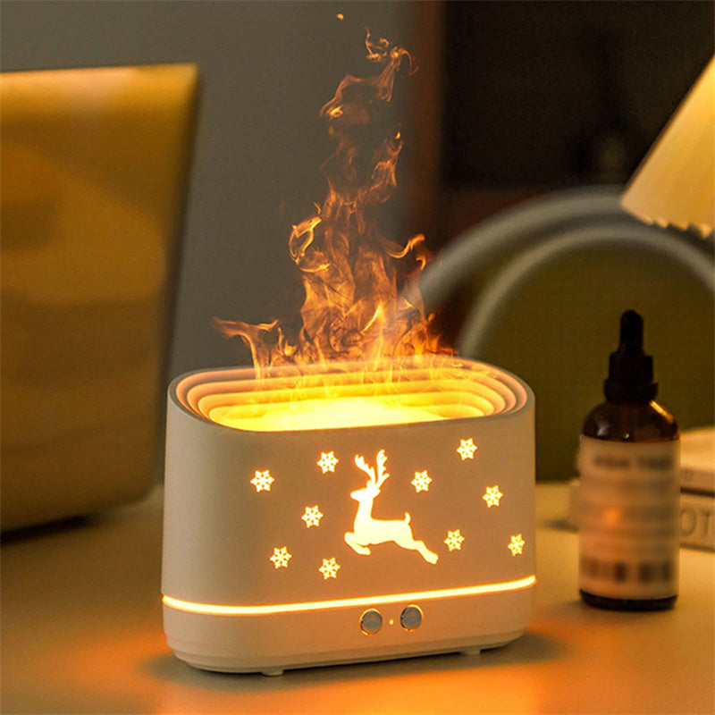Flamdiffuser med älg – luftfuktare med realistisk flamma