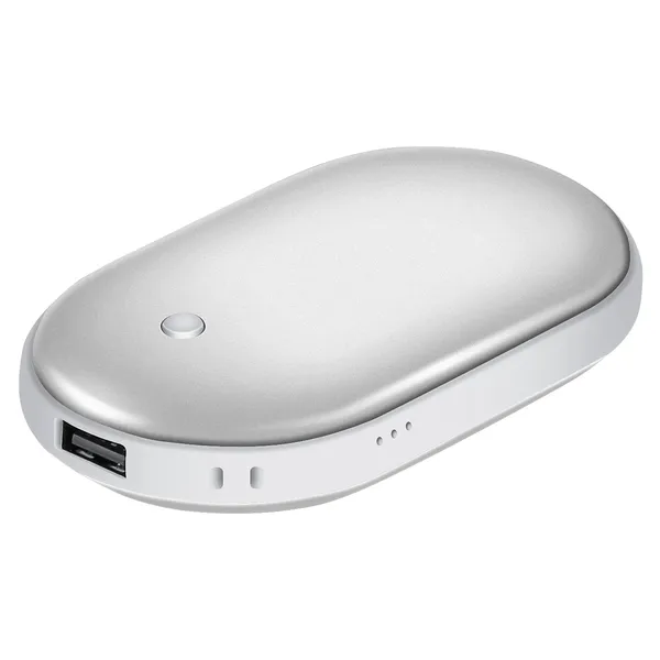 Bärbar handvärmare med powerbank 5000 mAh i silver