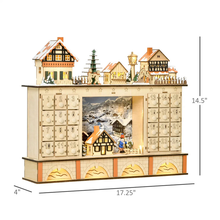 Upplyst adventskalender i trä