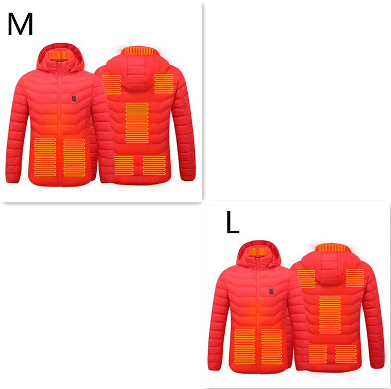 Värmejacka med åtta zoner i 2-pack, avtagbar huva och dragkedja
