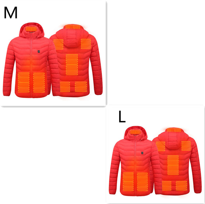 Värmejacka med åtta zoner i 2-pack, avtagbar huva och dragkedja